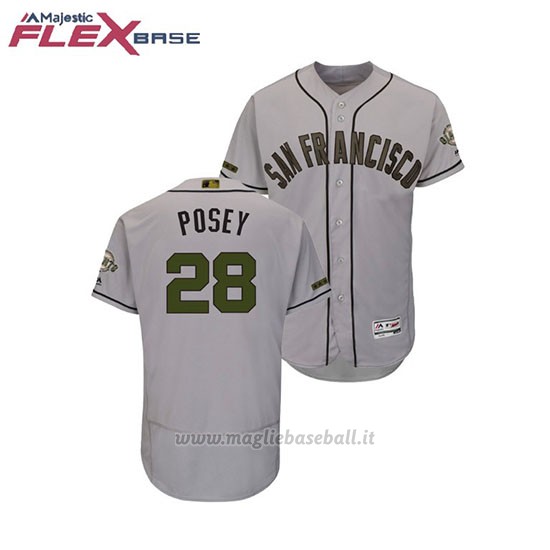 Maglia Baseball Uomo San Francisco Giants Buster Posey 2018 Dia de los Caidos Flex Base Grigio